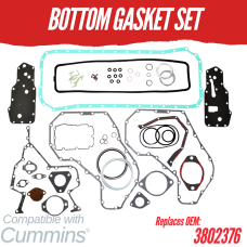 BOTTOM GASKET SET FOR CUMMINS 6B 6BT 6BTA  680K 780C 1150E 2096 W12B REPLC: 3802376