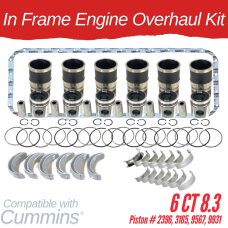 INFRAME ENGINE OVERHAUL KIT FOR CUMMINS 6CT 8.3 PISTON # 3165 WITH LINER LENGTH 9.330" & 5.152" DIAMETER AT FLANGE