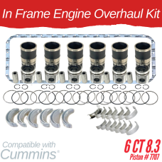 INFRAME ENGINE OVERHAUL KIT FOR CUMMINS 6CT 8.3 PISTON # 7707 WITH LINER LENGTH 9.212" & 5.152" DIAMETER AT FLANGE