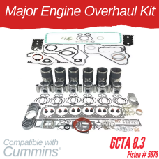MAJOR ENGINE OVERHAUL KIT FOR CUMMINS 6CTA 8.3 PISTON # 5878 WITH LINER LENGTH 9.212" x 5.152" DIAMETER AT FLANGE LINER
