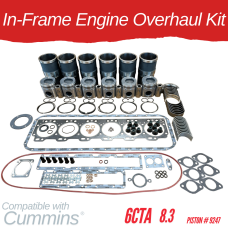INFRAME ENGINE OVERHAUL KIT FOR CUMMINS 6CTA 8.3 PISTON # 9247 WITH LINER LENGTH 9.212" x 5.152" DIAMETER AT FLANGE LINER