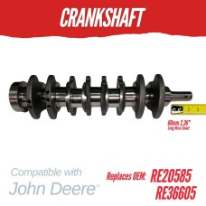 CRANKSHAFT FOR JOHN DEERE 4039D, 4039T, 4.239D, 4.239T LONG NOSE 60MM SNOUT RE20585