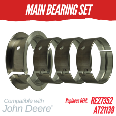 MAIN BEARING SET FOR JOHN DEERE 3029 3.152 DIESEL 3 CYL ENGINE RE27352 AT21139