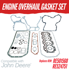 OVERHAUL GASKET SET FOR JOHN DEERE 4.276D 4.276T 4045D 4045T ENGINE REPLC: RE501568 RE16921