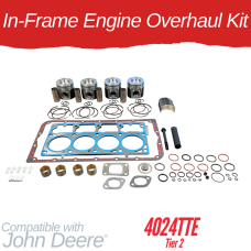 INFRAME ENGINE OVERHAUL KIT FOR JOHN DEERE 4024TT Early Powertech Piston# RE516347